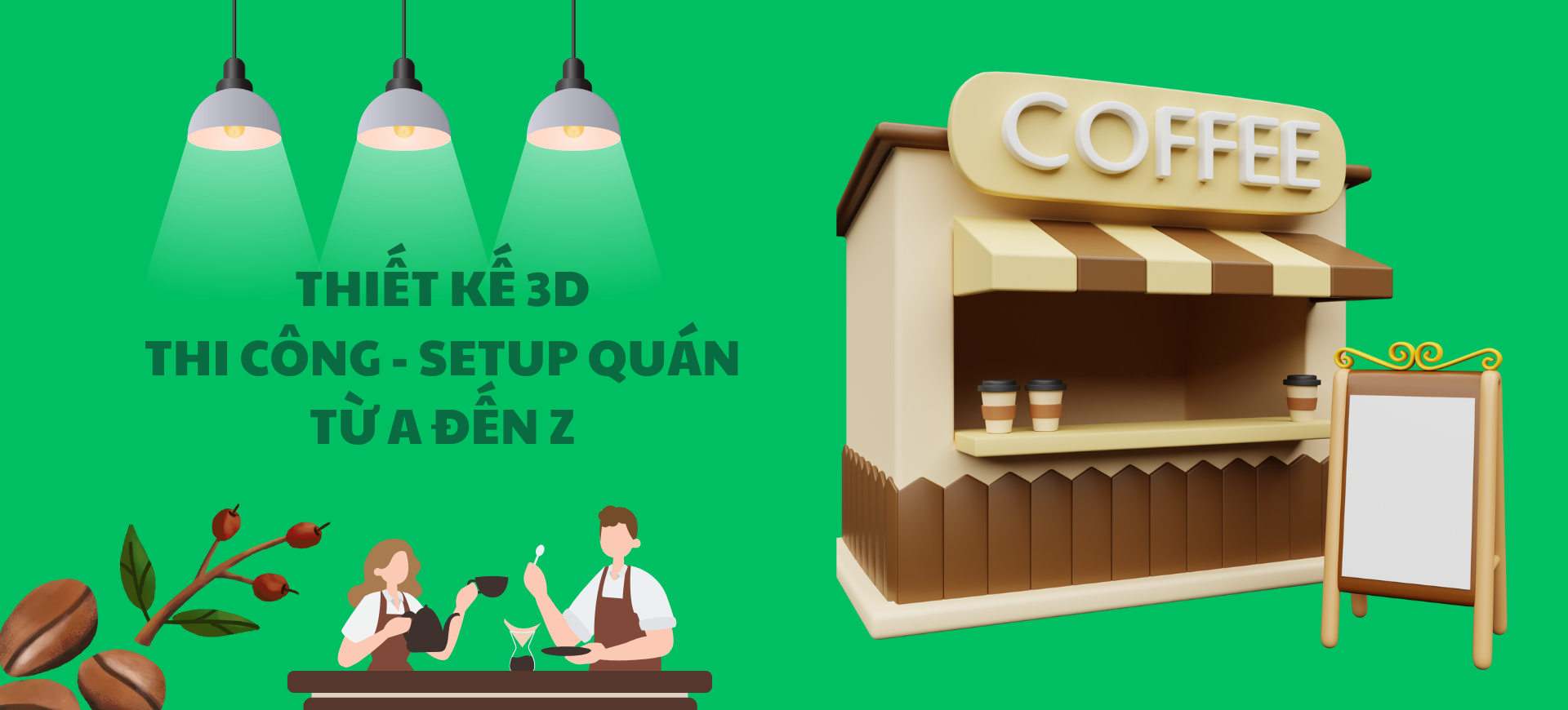 Đào tạo pha chế HM - chuyên thiết kế 3D - Thi công - setup quán trọn gói từ A tới Z