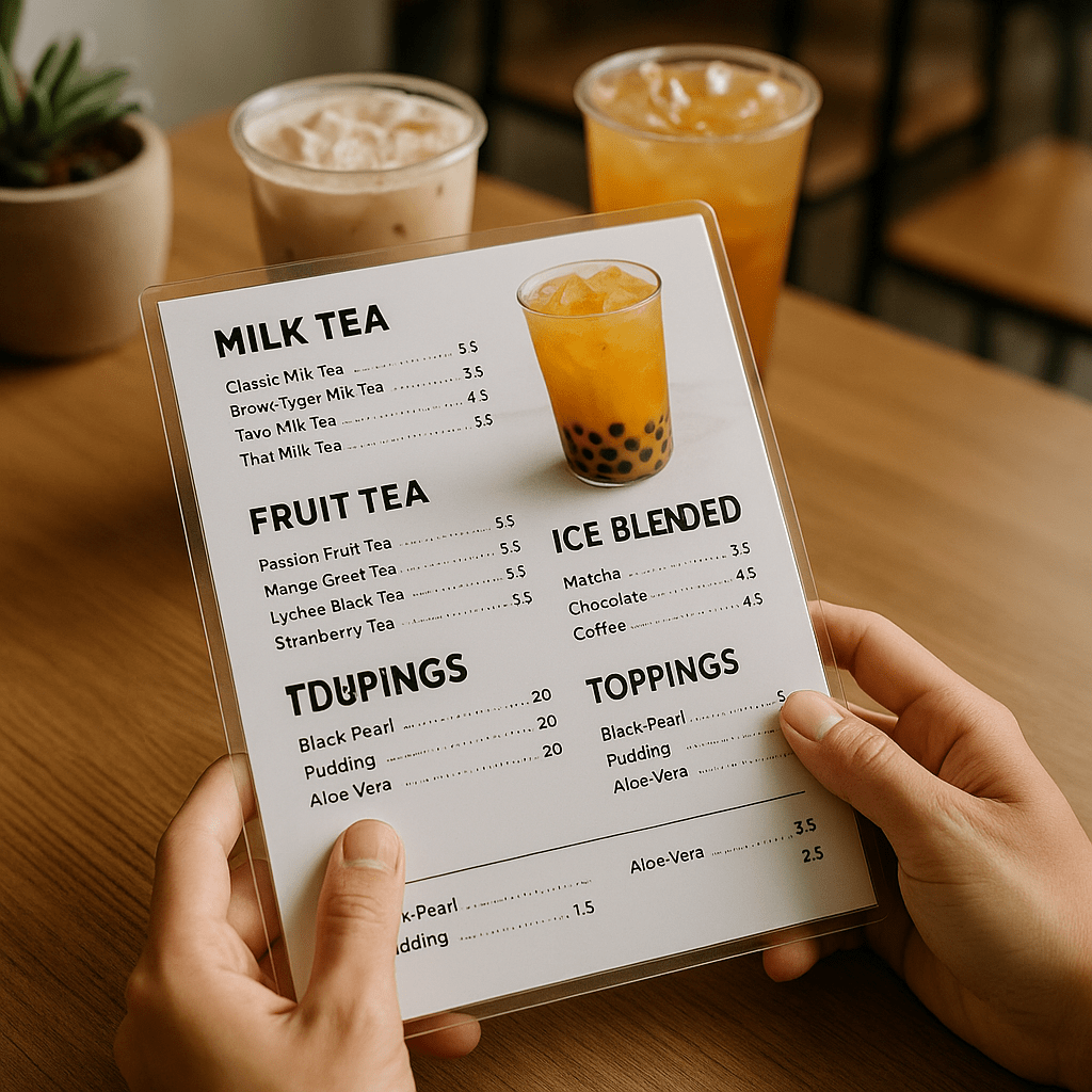 Cách thiết kế menu trà sữa giúp tăng 30% doanh thu Cách thiết kế menu trà sữa giúp tăng 30% doanh thu