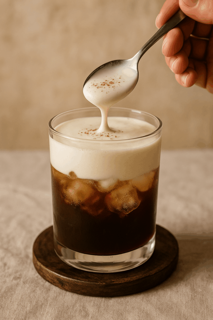 Kết hợp và hoàn thiện ly cafe muối Kết hợp và hoàn thiện ly cafe muối