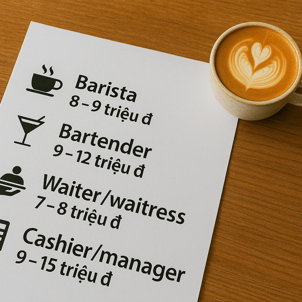 So sánh lương barista với các vị trí khác trong ngành F&B So sánh lương barista với các vị trí khác trong ngành F&B